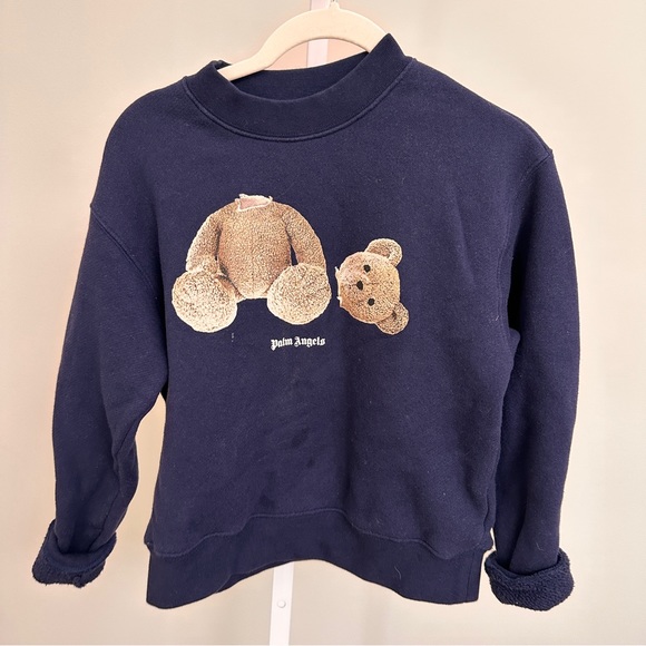 Palm Angels Kids Logo Teddy Printed Crewneck Sweatshirt size 10 - Picture 6 of 6